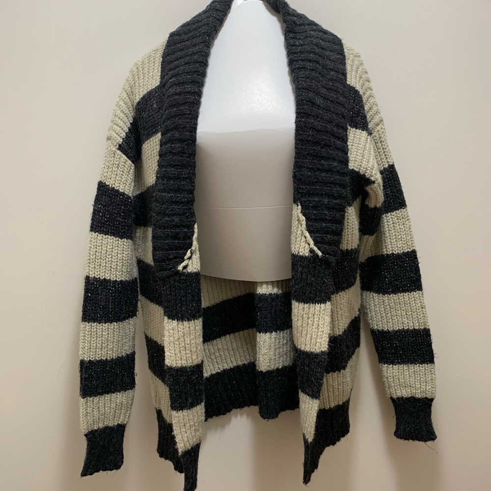 k. by kersh Women’s Navy and Cream Chunky Cardigan Size L